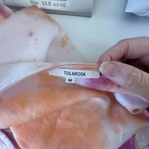 Revolve Tularosa Dolce Deep-V Pastel Tie Dye Pintuck Top Cuff Ties Medium - Picture 10 of 13